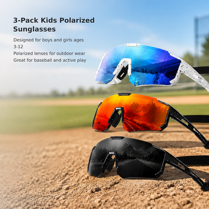 3-Pack Kids’ Polarized Sports Sunglasses